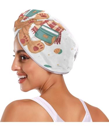 Cute Cartoon Bear Hair Towel Set - 2 Pack Super Absorbent Quick Dry Hair Turbans for Women & Girls - Buy Online on GoSupps.com