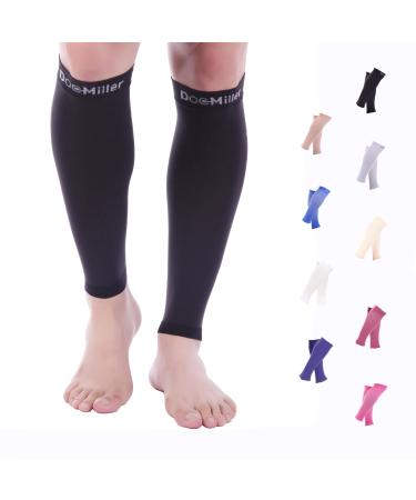 Doc Miller Calf Compression Sleeve Men and Women - 15-20mmHg Shin Splint Compression Sleeve Recover Varicose Veins, Torn Calf and Pain Relief - 1 Pair Calf Sleeves Black Medium