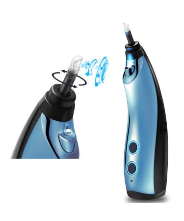 Ear Wax Vacuum Ideal for Dry Ear Wax Removal Vacuum Cleaner Rotatable Earwax Removal Tool with Suction Ear Vacuum Wax Remover with Light Electric Ear Canal Cleaning Massage Kit for Adults Kids Blue