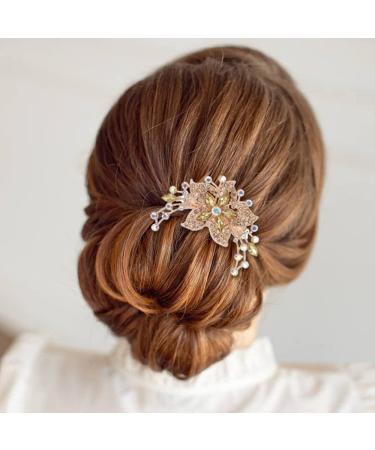 inSowni Luxury Glitter Jeweled Hair Combs - 6 Pack Gold Metal Hair Accessories for Women and Girls - Buy Online on GoSupps.com