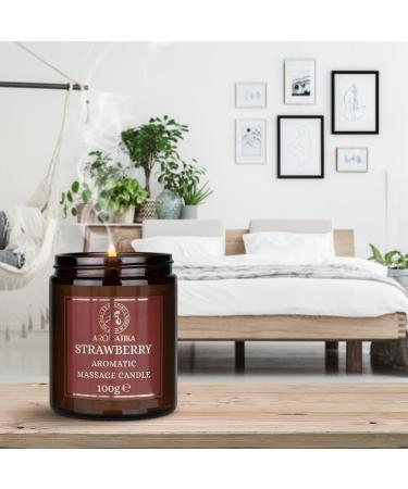 Strawberry Massage Candle 100g - Soy Wax Aromatherapy Candle with Coconut & Almond Oil | Relaxation & Body Care - Buy Online on GoSupps.com