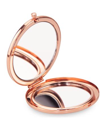 Nutair Compact Mirror  Round Metal Makeup Mirror  Folding Pocket Hand Double Sided 1X/2X Magnifying Mirror for Purse  Pocket and Travel  Rose Gold Rose Gold 1Pcs