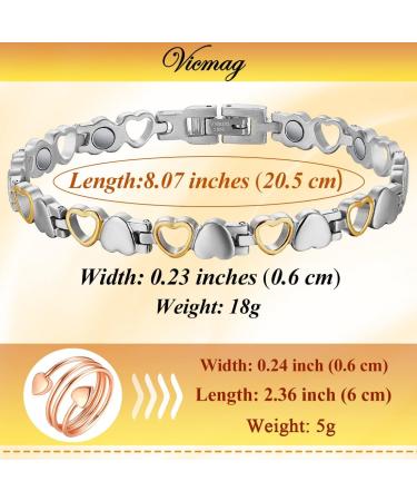 Shop Vicmag Magnetic Bracelets for Women - Titanium Steel 3500 Gauss Magnets Heart Design Gift with Distance Tools - Buy Online on GoSupps.com