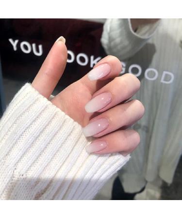 24pcs Coffin False Nails Medium Stick on Nude Press on Removable Glue-on Fake Nails - Nail Art Accessories - Buy Online on GoSupps.com