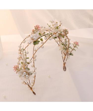 FRCOLOR Peal Flower Headband Bride Headband Boho Leaf Floral Wedding Garland Hair Bands for Womens Hair Fairy Headband for Party Prom Props Hair Accessories for Girls - Buy Online on GoSupps.com