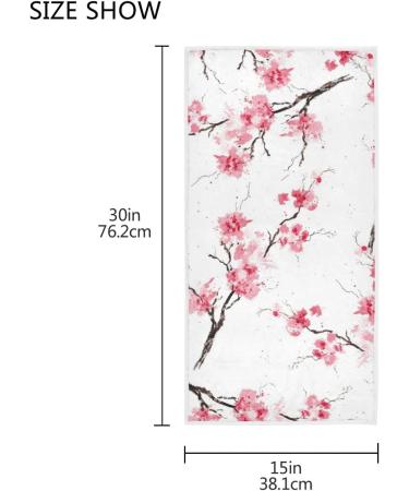 Pfrewn Cherry Blossoms Hand Towel 16x30 | Watercolor Pink Sakura Branch Bathroom Towel - Buy Online on GoSupps.com