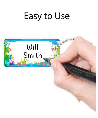 Child ID Bag Tags - Pack of 6, Blue Ocean - Write-On Kids Name Tags for Backpack, Lunchbox, Diaper Bag - Ideal for Preschool & Daycare - Buy Online on GoSupps.com
