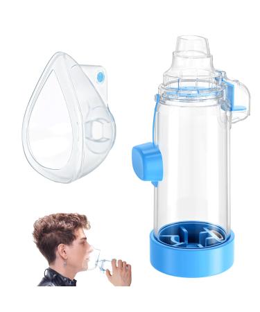 Handheld Inhaler Spacer for Infants Children and Adults - Anti-Static - Portable Design for Home School and Travel - Soft Silicone Mask - Nessi OTC Spacer - Easy to Clean (Blue Adult)
