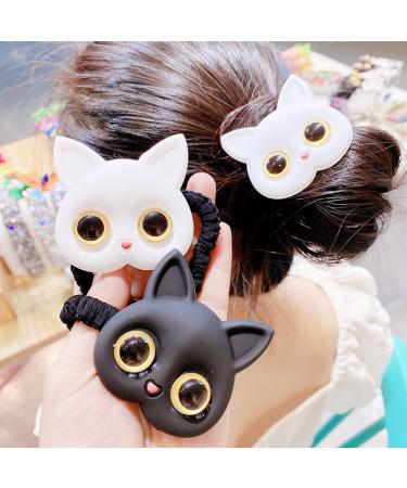 Cute Cat Rubber Bands - 2 Pack Resin Cartoon Hair Accessories for Girls and Women - Buy Online on GoSupps.com