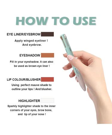 4-in-1 Travel Makeup Pen - Brown Eyeliner Eyebrow Pencil Eyeshadow Lip Liner & Highlighter | Multi-Functional Makeup Solution for On-the-Go | Perfect for International Shipping - Buy Online on GoSupps.com