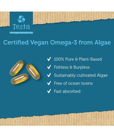 Vegan Algae Omega 3 Supplement - DHA & EPA Fatty Acids for Heart, Brain, and Joint Health - 2 Month Supply - Buy Online on GoSupps.com
