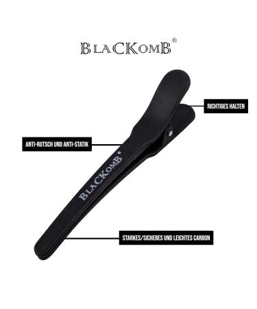 Black Carbon Hair Clips - 6 Piece Set for Hairdressers | 12 cm Professional Hair Styling Tool - Buy Online on GoSupps.com