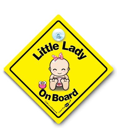 Little Lady On Board Car Sign Baby on Board Sign Style Suction Cup Baby Sign