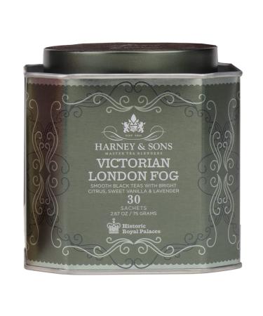 Harney & Sons Victorian London Fog Smooth Black Tea With Bright Citrus Sweet Vanilla & Lavender 30 Sachets 2.67 oz (75 g)