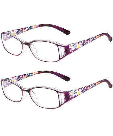 Sangaime reading glasses women men anti blue light reading glasses computer reading glasses with pattern reading aid (purple 1.5 multiplier_x) purple 1.5 x - Buy Online on GoSupps.com