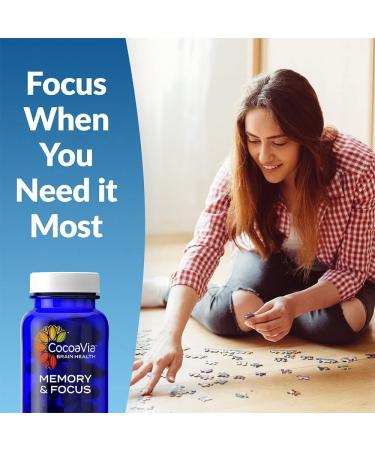 CocoaVia Memory & Focus Brain Supplement - Cocoa Flavanol Blend with Lutein & Caffeine for Cognitive Function - Vegan 30 Capsules - Buy Online on GoSupps.com
