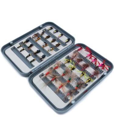 ANCLLO Fly Fishing Set - 40 Pieces with Box for Bass Salmon & Trout | Ideal for Dry Flies Nymphs & Streamers - International Shipping Available - Buy Online on GoSupps.com
