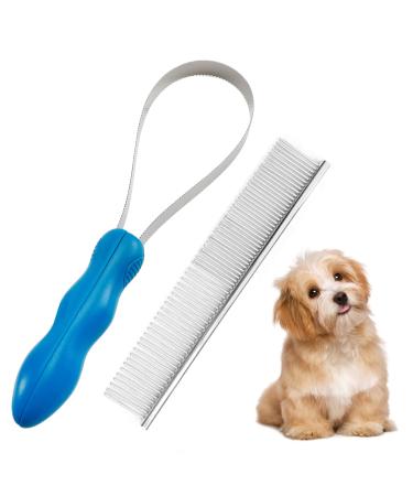 2 Pcs Dual-Sided Dog Shedding Blade Pet Grooming Comb Set Blade for Large Dog Cats Dogs Shedding Brush Tool with Stainless Steel Blade