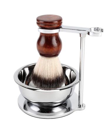 PerPro Deluxe Stainless Shave Razor Stand + Shaving Soap Bowl with Shaving Brush,Compatible with Gillette Fusion and Mach 3,Double Edge Safety Razor,Cartridge Razor