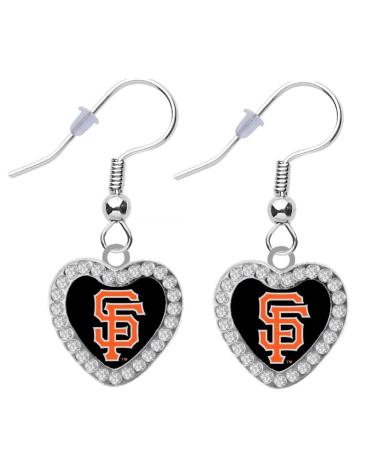 San Francisco Giants Crystal Heart Earrings Pierced