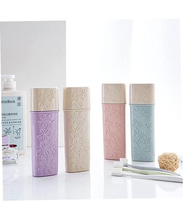 Portable Travel Toothbrush Holder & Case Set - Carved Beige Outdoor Toothpaste Cup | Ideal for International Shipping - Buy Online on GoSupps.com