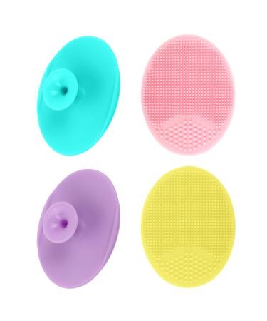 Yokilly Silicone Face Scrubber Exfoliator Brush  Manual Handheld Facial Cleansing Brush  Face Scrub Wash Brush with Soft Bristle  Face Cleansing Brush for Men and Women (4 Color) 4 Pieces Face Scrubber
