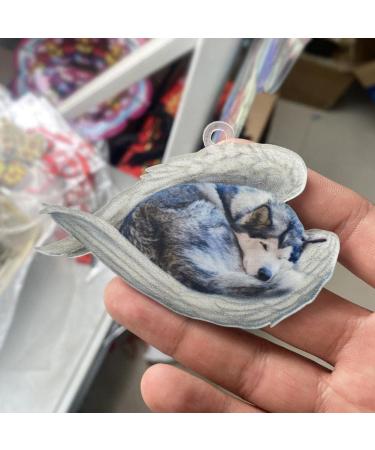 Buy Cute Sleeping Dog Angel Car Pendant - Perfect Ornament for Dog Lovers & Moms | Hanging Decor for Rear View Mirror - Buy Online on GoSupps.com