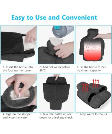 Flintronic 2L Electric-Free Foot Heaters | Soft Flannel Hot Water Bottle | 2-in-1 Heating Pads for Men & Women - Gray (36x30cm) - Buy Online on GoSupps.com