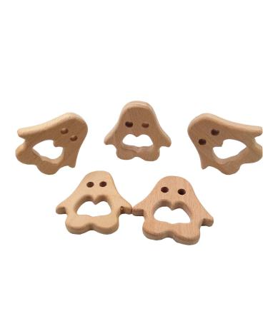 Alenybeby 10 pieces Bio Wood Penguin Beißring Pure natural animal shape beech wood handmade gripping pattern DIY pacifier chain trailer