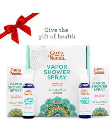 GuruNanda Eucalyptus Shower Spray (4 Fl.Oz, 2 Pack) - Pure Eucalyptus Essential Oil Mist for Sinus Relief and Luxury Spa Experience - Buy Online on GoSupps.com
