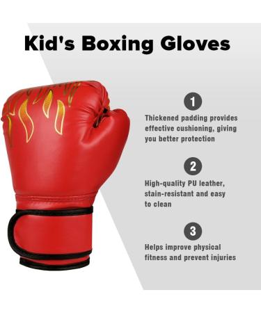 Flintronic Boxing Gloves for Kids - 6oz Junior Kickboxing & Muay Thai Gloves (Ages 3-10) - Red Flame - Buy Online on GoSupps.com