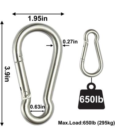 Rtudan 4 Stainless Steel Spring Snap Hook Carabiner - Heavy Duty Clip (4 Pack) - Buy Online on GoSupps.com