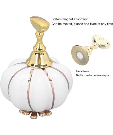 Nail Tip Stand Ceramic Pumpkin Shaped Nail Display Stand Nail Practice Stand for Home DIY and Salon Magnetic Nail Tip Holder Stand Set for Nail Beauty Salon(white) - Buy Online on GoSupps.com