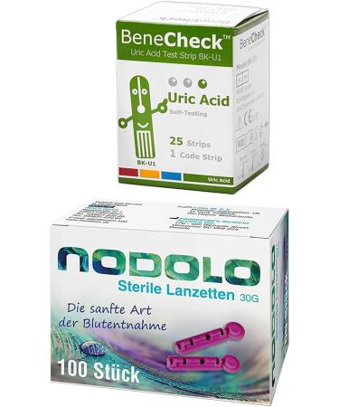 BeneCheck Uric Acid Test Strips BK-U1 - 25 Pieces & 100 Lancets | Accurate Home Testing | International Shipping - Buy Online on GoSupps.com