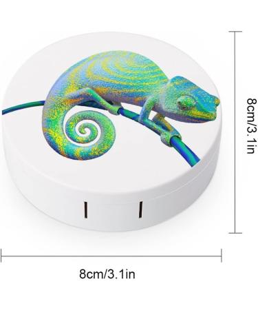 Bright Green Chameleon Round Case For Contact Lens Kit Storage Box with Mirror Printed - Buy Online on GoSupps.com
