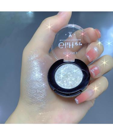Afflano Schimmer Weißer Glitzer eyeshadow highly pigmented white eyeshadow glittering eye makeup long-lasting holographic eyehadow & white eyes highlighter makeup 1a