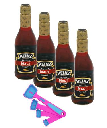 Malt Vinegar 12 Fluid Ounce Pack of 4 with Measuring Spoons Set