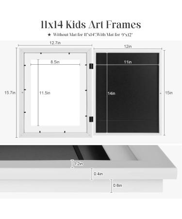 Kids Art Frames 11x14 Front Opening | Changeable Display for Children's Artwork | Holds 50 Pcs | Hanging Art Portfolio Storage | White 1pack - Buy Online on GoSupps.com