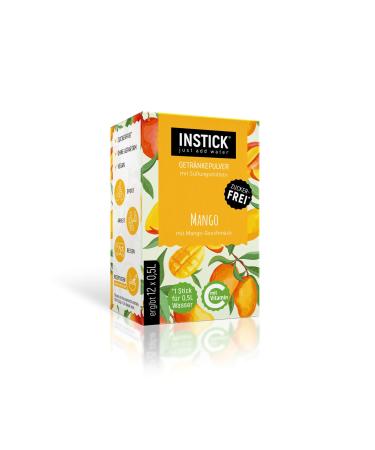 Intick |Sugar -free instant drink - mango |1 pack for 12 x 0.5-1 l |Vegan low in calories with vitamin C flavored instant beverage powder taste for water