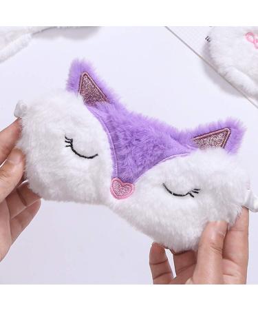 Shinywear Purple Fox Rabbit Sleeping Eye Mask - Super Soft Plush Blindfold for Kids and Adults - Buy Online on GoSupps.com