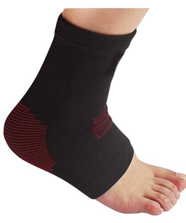 Plantar Fasciitis Compression Ankle Sleeves for Men Women Foot Heel Arch Support Socks Reduce Ankle Swelling Pain Relief Brace. (Black/Red - 1 Pair Large/X-Large)