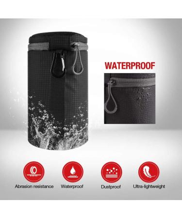 Tycka Water Resistant Camera Lens Pouch - Black (4 Sizes) | DSLR Lens Case Bag with Zipper - Buy Online on GoSupps.com