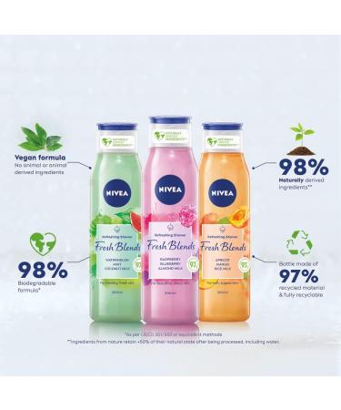 NIVEA Fresh Blends Raspberry Shower Gel (300ml) - Vegan Women's Shower Gel with Natural Fruit Extracts - Buy Online on GoSupps.com