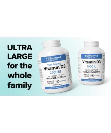 Preferred Nutrition Vitamin D3 1000 IU VALUE Size 600 softgels Easy-to-Swallow Enhanced Absorption Vitamin D Helps Support Immune Function - Buy Online on GoSupps.com