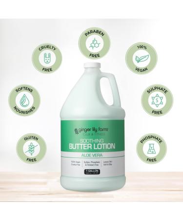 Ginger Lily Farms Soothing Butter Lotion for Dry Skin - 100% Vegan & Cruelty-Free Aloe Vera Scent 1 Gallon Refill | International Shipping Available - Buy Online on GoSupps.com