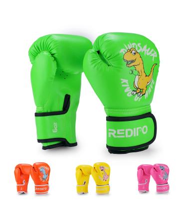 Redipo Kids Boxing Gloves for Boys and Girls, Youth Boxing Training Gloves for Kids 3-15, 4&6OZ Punching Bag Kickboxing Thai Mitts MMA Training Sparring Gloves Green 4OZ