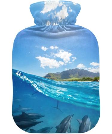 NAANLE Sea Wave Delphin Hot Water Bottle - 1L Transparent Handle for Pain Relief & Cold Therapy - Buy Online on GoSupps.com