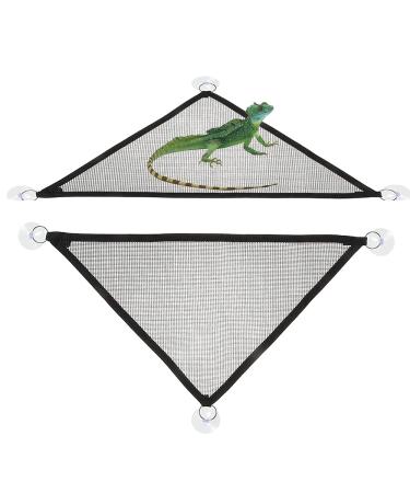 QUUPY 2 Reptile Hammock Set Triangle Breathable Net Breathable Mesh Lizard hammock for Large and Small Bearded Dragons Anoles Geckos Lizards or Snakes 33x33x48cm Black