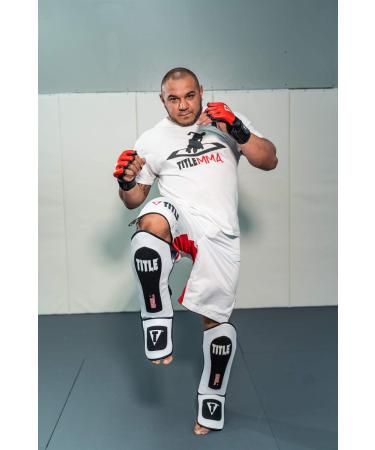 Title Gel Elite Pro Shin & Instep Guards - Black/White - Regular Size - Buy Online on GoSupps.com