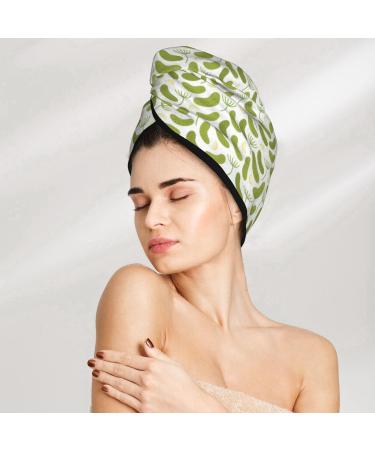 Super Absorbent Pickled Cucumbers Microfiber Hair Towel Wrap for Women | Coral Velvet Quick Dry Cap for Long Curly & Thick Hair - Buy Online on GoSupps.com